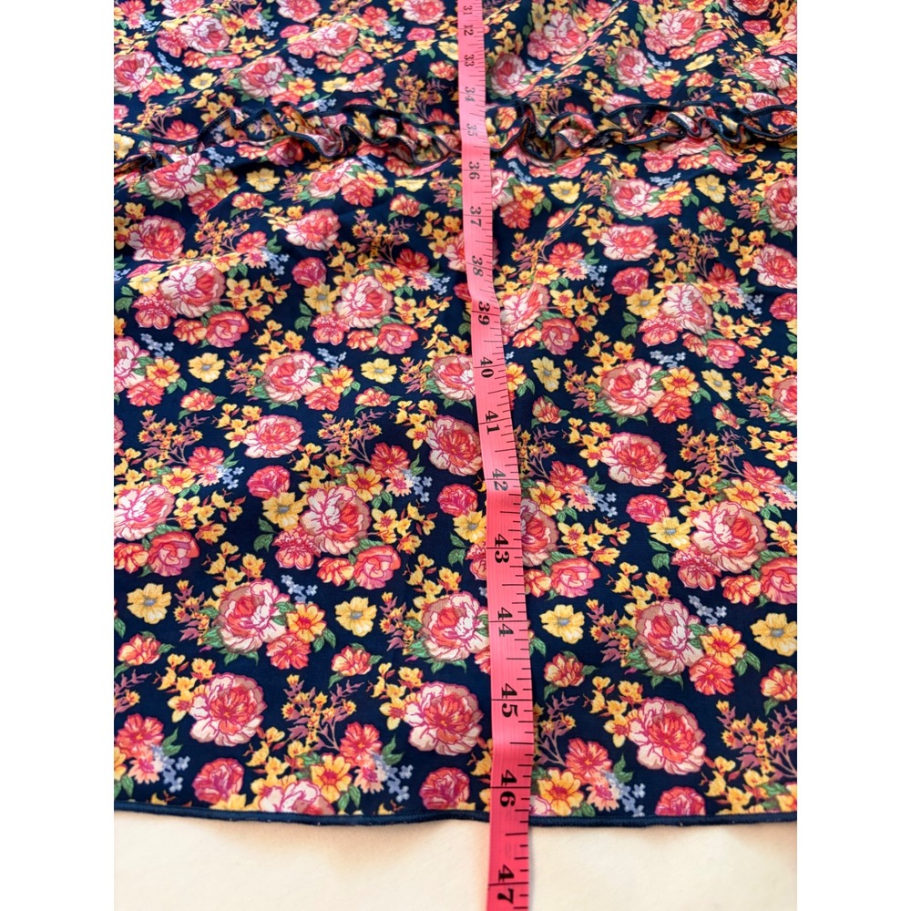 New Simply Southern Floral Smocked Tiered Maxi Dress Navy Pink XL Peasant Boho - Picture 10 of 12